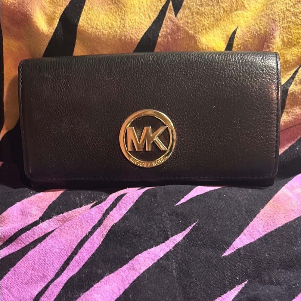 Michael Kors Black Wallet with Gold Logo